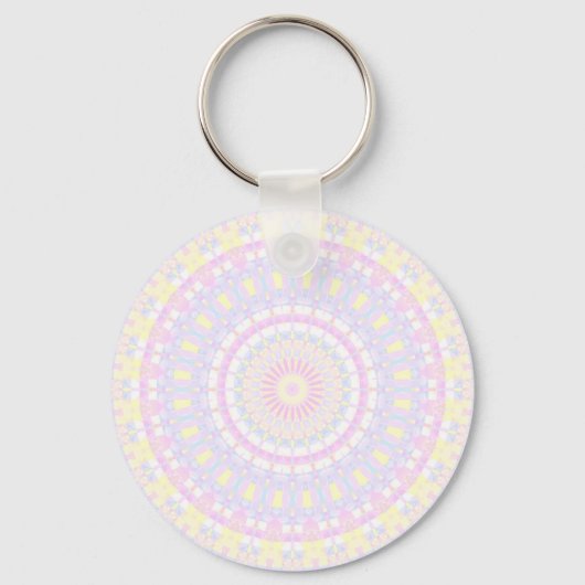 Porte-clés Eclectique complexe Boho coloré Pastel Mandala (Recto)