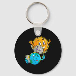 Porte-clés Eclipse 2024 Funny Earth Sun Moon Selfie Space Kid