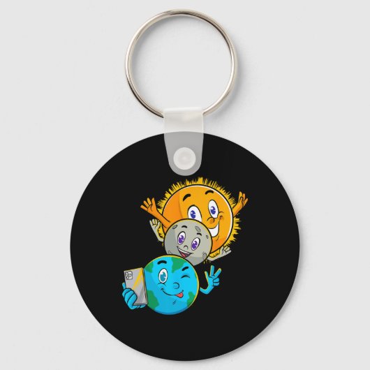 Porte-clés Eclipse 2024 Funny Earth Sun Moon Selfie Space Kid (Recto)