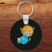 Porte-clés Eclipse 2024 Funny Earth Sun Moon Selfie Space Kid (Recto)