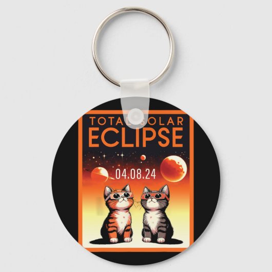 Porte-clés Éclipse solaire 2024 Chats Total Éclipse solaire 4 (Recto)