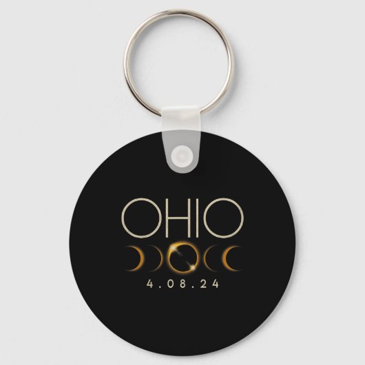 Porte-clés Éclipse solaire 2024 État Ohio Total Éclipse solai (Recto)