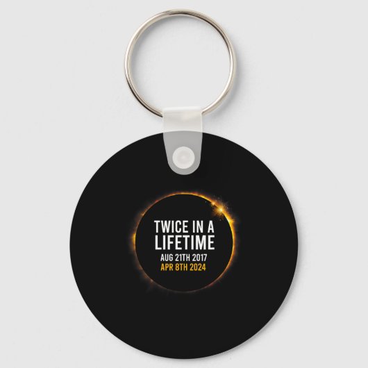 Porte-clés Éclipse Solaire 8 Avr 2024 Totalité Deux Fois En U (Recto)