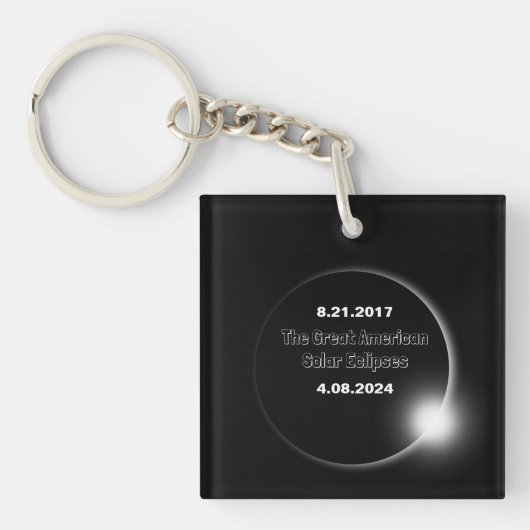 Porte-clés Éclipse solaire double date 2024 et 2017 (Devant)