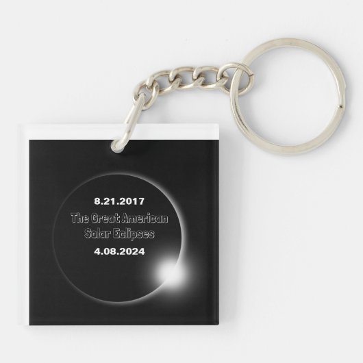 Porte-clés Éclipse solaire double date 2024 et 2017 (Dos)