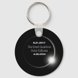 Porte-clés Éclipse solaire double datée 2024 & 2017
