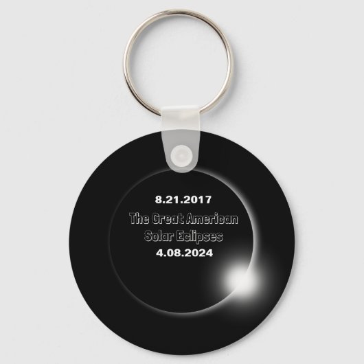Porte-clés Éclipse solaire double datée 2024 & 2017 (Recto)