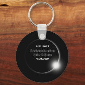 Porte-clés Éclipse solaire double datée 2024 & 2017 (Recto)