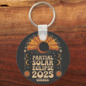Porte-clés Éclipse solaire partielle 2025 Québec Canada (Recto)