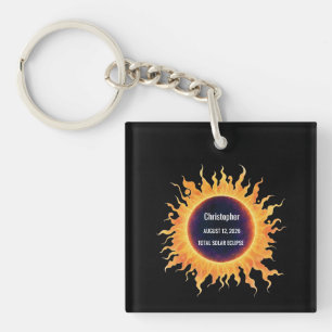 Porte-clés Éclipse solaire totale aquarelle audacieuse 2026 N