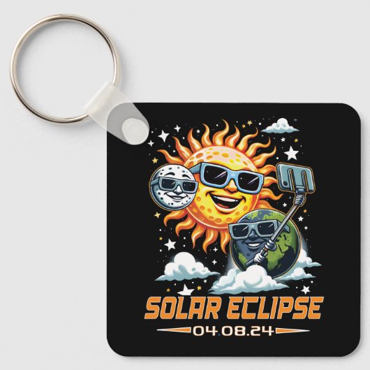 Porte-clés Éclipse solaire totale Avril 2024 (Recto)