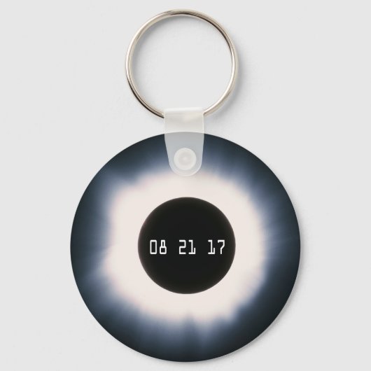 Porte-clés Éclipse solaire totale en noir et blanc (Recto)