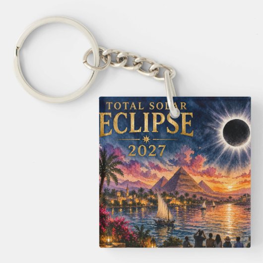 Porte-clés Éclipse totale de soleil 2027 Égypte (Devant)