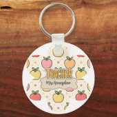 Porte-clés École de professeur jaune motif pomme (Recto)