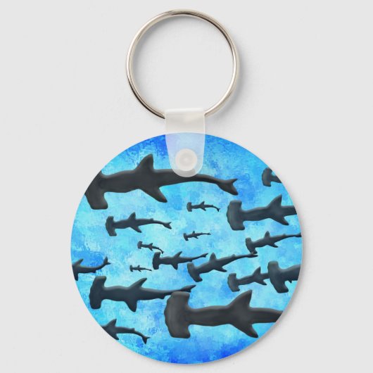 Porte-clés École de requins à tête de marteau à Silhouette (Recto)
