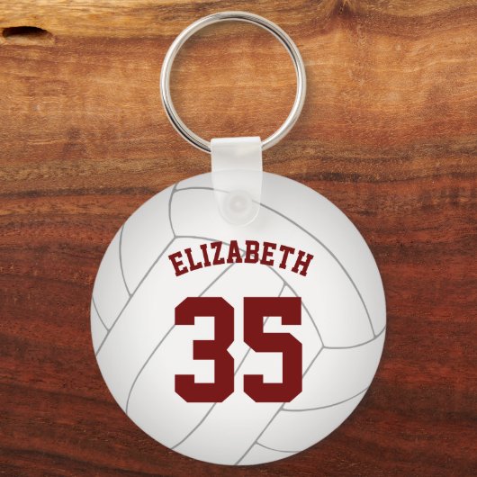 Porte-clés école d'or maroon esprit girly volleyball (Verso)