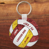 Porte-clés école d'or maroon esprit girly volleyball (Recto)