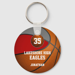 Porte-clés École rouge gris couleurs équipe de basket-ball