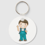 Porte-clés Écolier souriant avec cartable (Recto)