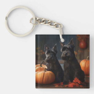 Porte-clés Écossais Terrier Chiot Automne Citrouille délice