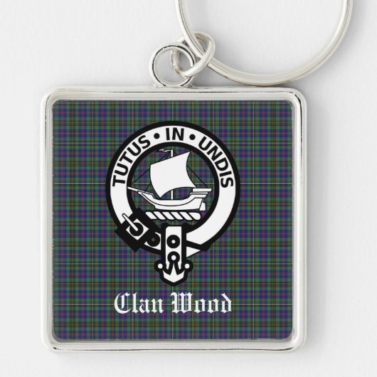 Porte-clés Ecosse Clan Wood Crest & Tartan (Devant)