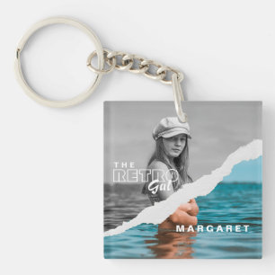 Porte-clés Écran photo Retro élégant noir et blanc