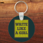 Porte-clés Écrire comme une fille Charbon (Recto)