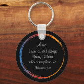 Porte-clés Écriture biblique Philippiens 4:13 Prière de force (Recto)