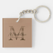 Porte-clés Écriture Chic Métal Taupe Or Monogramme (Dos)