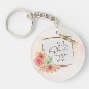Porte-clés Écriture chrétienne élégante avec paillettes dorée