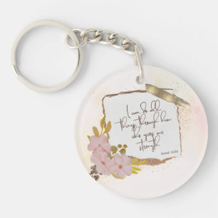 Porte-clés Écriture chrétienne paillettes dorées élégantes