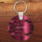 Porte-clés Écriture de nom d'agate de marbre d'or de Bourgogn (Recto)