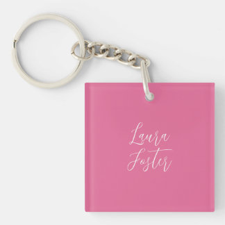Porte-clés Écriture manuscrite Nom élégant Couleur rose