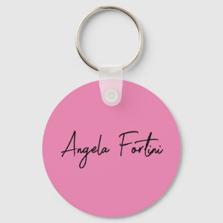 Porte-clés Écriture manuscrite Nom professionnel simple rose