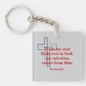 Porte-clés Écriture rouge et Croix gris minimale (Devant)