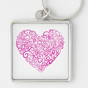 Porte-clés Écriture spirale coeur rose pour la Saint Valentin