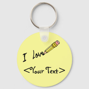 Porte-clés ÉCRITURE SUR CRayon PERSONNALISÉE J'AIME, <Your Te