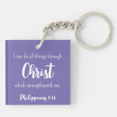 Porte-clés Écriture violette Philippians 4:13 Fleur papillon (Dos)