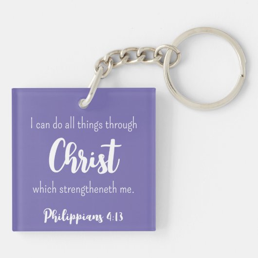 Porte-clés Écriture violette Philippians 4:13 Fleur papillon (Dos)