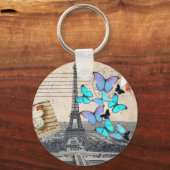 Porte-clés écritures postmark papillon Paris Effiel Tower (Recto)