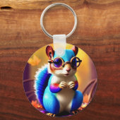 Porte-clés Écureuil bleu mignon avec lunettes (Recto)