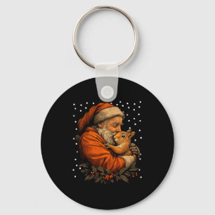 Porte-clés Écureuil de Noël et Père Noël, Animal de Forêt W