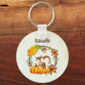 Porte-clés Écureuil et Citrouille couronne rustique Personnal (Recto)