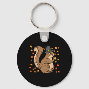 Porte-clés Écureuil pèlerin mignon Thanksgiving Automne Autom
