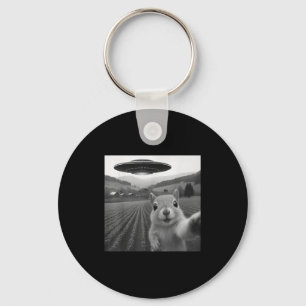 Porte-clés Écureuil selfie avec alien ufo cadeaux drôles pour