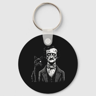 Porte-clés Edgar Allan Poe zombie Le Chat Noir Halloween amus