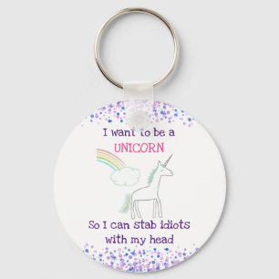 Porte-clés Edgy Unicorn avec arc en ciel et Confetti Funny