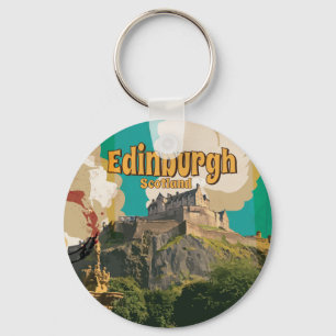 Porte-clés Édimbourg,Écosse Affiche de voyage vintage