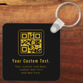 Porte-clés Editable QR Code & Text Template | Black & Gold (Verso)