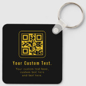 Porte-clés Editable QR Code & Text Template | Black & Gold (Dos)